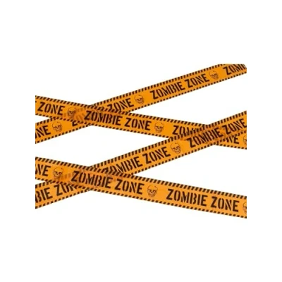 Image of Smiffys Zombie Zone Caution Tape, Orange &amp; Black 6m / 236in, Halloween Fancy Dress Accessory, Up decorations