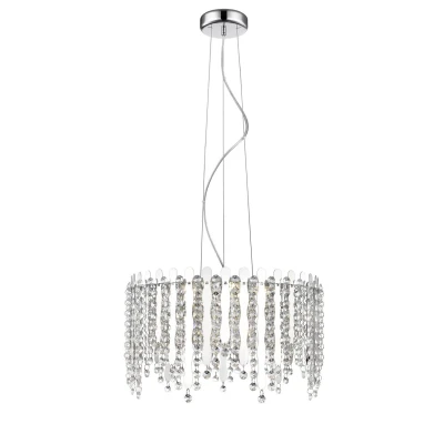 Image of Belize 5 Light LED Chrome Crystal Pendant Ceiling