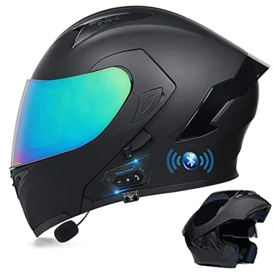 Image of Bluetooth Modular Motorbike Helmet Full Face Flip Up Motorcycle Helmet, DOT/ECE Approved, with Double Visor Built in Speaker Headset Microphone, for Automatic Answering M XXL