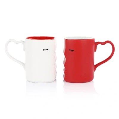 Image of FunX Kissing Mug Set of 2 Coffee Cup Present for Women, Men and Bridal Couples Wedding, Birthday Anniversary with Gift Box Red