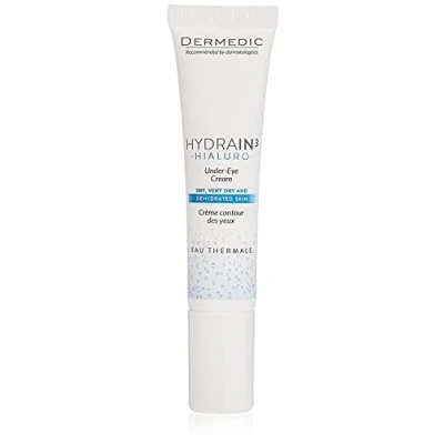 Image of Dermedic Hydrain3 Hyaluro Under Eye Cream 15g Recommended as part of the morning and night skin care routine for sensitive around eyes Hypoallergenic