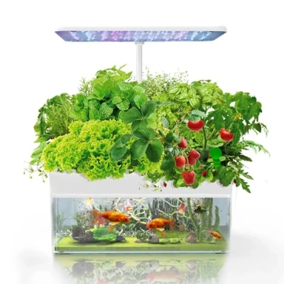 Image of Hydroponics Growing System with Aquaponic Fish Tank, 12 Pods Indoor Herb Garden System, Automatic Timer for 3 Modes, Kit LED Light, Silent Water Pump, Adjustable Height