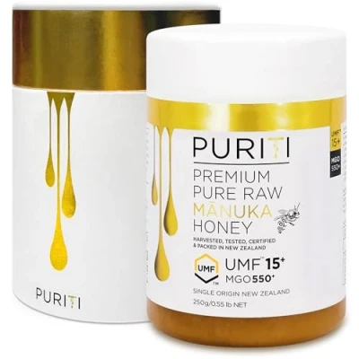 Image of PURITI Manuka Honey MGO 550+ / UMF 15+ 100% Pure Genuine Raw 8.8 Oz 250g Harvested, Tested, Certified and Packed in New Zealand