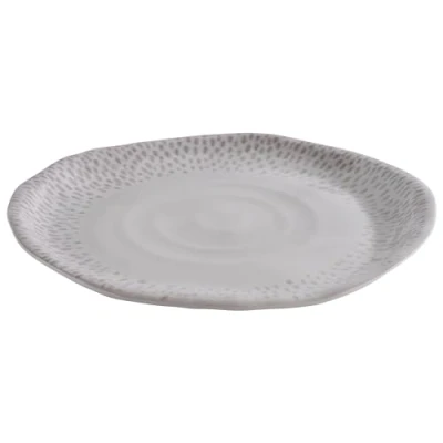 Image of APS Footmark 85323 Plate Diameter 21 cm Height 2 Melamine Decor White/Grey