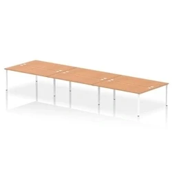 Image of Impulse Bench B2B 6 Person 1800 White Frame Office Desk Oak