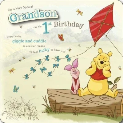 Image of Grandson 1st Birthday Winnie the Pooh, (Disney) Card