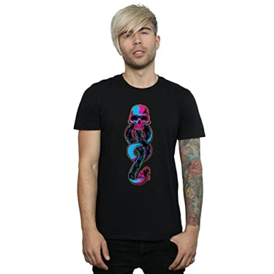 Image of Harry Potter Men&#039;s Neon Dark Mark T Shirt Black Large