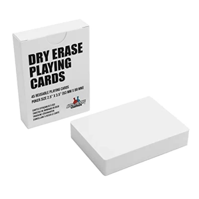 Image of APOSTROPHE Games Dry Erase Blank Playing Cards, Tuck Box Included, Poker Size 6.3 cm x 8.8 cm, 45 Reusable Flash Board Game Study Guide &amp; Note Cards