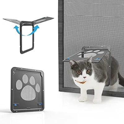 Image of NAMSAN Cat Flap Pet Screen Door Lockable Magnetic Easy Install Durable for Cats Dogs(8&quot; W x 10.2&quot; H)