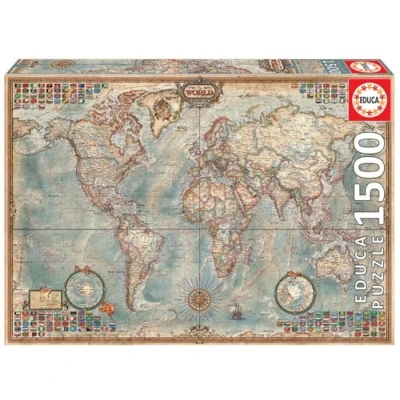 Image of Educa Borrás 16005 Borras Map of The World 1500 Piece Jigsaw Puzzle, Multicoloured