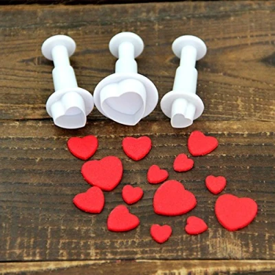 Image of L FENG UK 3Pcs Heart Shape Fondant Cutters for Cake Decorating, Icing Baking Pie Decoration Tools Set, Decorating Mold Cutter Plunger Sugar Craft Set