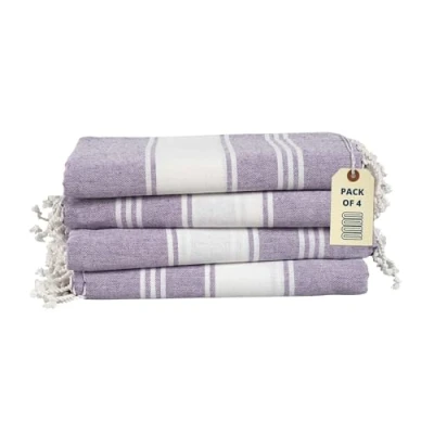 Image of LANE LINEN Beach Towels 4 Pack Oversized Cotton Rich Turkish Towel Set, Pre Washed Towel, Quick Dry For Travel, Large, 39&quot;x71&quot; Regal Orchid