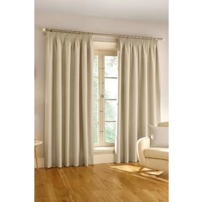 Image of Enhanced Living Harvard Natural Linen 100% Blackout Thermal Tape Top Curtains 46 x 54 inch (117 137cm) for Room/Bedroom