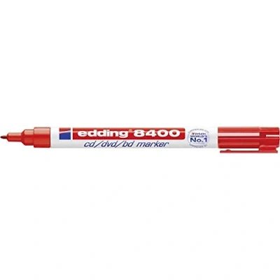 Image of Edding 8400 Cd/DVD/Bd Marker Red 10 Pens Fine Round Nib 0.5 1 Mm for Permanent Labelling of Cds, DVDs and Blu Ray Discs