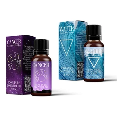 Image of Mystix London Water Element &amp; Cancer Zodiac Sign Astrology Essential Oil Blend Twin Pack (2x10ml) for Diffusers, Aromatherapy Massage Blends Perfect as a Gift Vegan, GMO Free