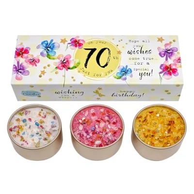 Image of Best Kept Secrets Three Lites Birthday Age Decorated Tea Light Candles (70th)