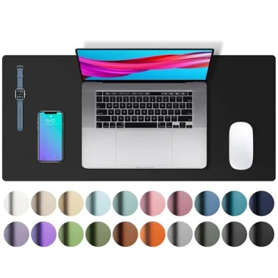 Image of Aothia Leather Desk Mat, Large Mouse Non Slip Pad Protector Waterproof PU Laptop Mat Table Writing for Office and Home (60cm x 35cm, Black)