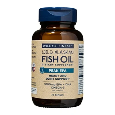 Image of Wiley’s Finest Peak EPA 1000mg + DHA Omega 3 Per Capsule High Potency Wild Alaskan Fish Oil IFOS Certified Gelatin Capsules 30 Count