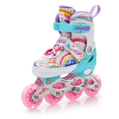 Image of Roller Skates Children Kids Inliners Blades Carbon Children&#039;s Inline Adjustable Shoe Led Wheels