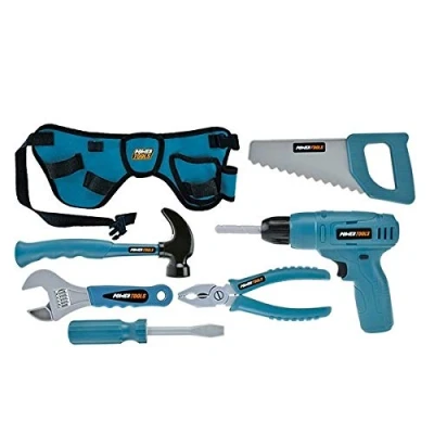 Image of UMKYTOYS Kids Construction Tool Set With Belt Pretend Drill Light And Sound