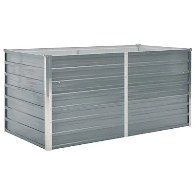 Image of vidaXL Raised Garden Bed in Galvanised Steel Spacious, Durable, and Stylish Rectangular Planter for Outdoor Gardening Grey