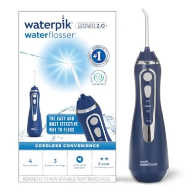 Image of Waterpik Cordless Advanced Water Flosser, 3 Pressure Settings, Dental Plaque Removal Tool, Ideal for Travel or Small Bathrooms, USB Charger, Blue, WP 583UK