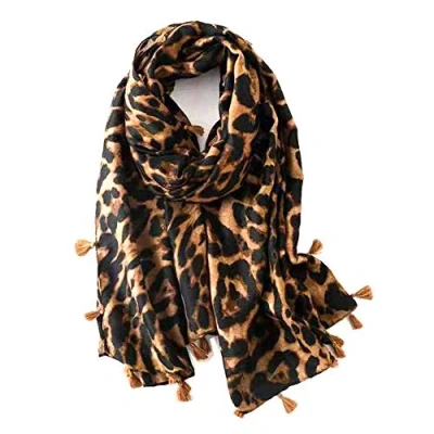 Image of Micoop Women&#039;s Chic Leopard Pattern Scarf Long Large Animal Print Shawl Wrap (Brown)