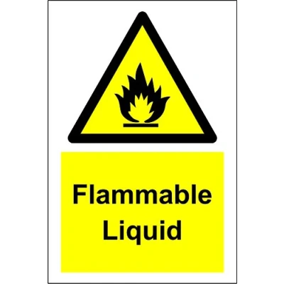 Image of Warning Flammable liquid safety sign 1.2mm rigid plastic 300mm x 200mm