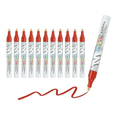 Image of M&amp;G Paint Marker Pens, 12Pcs Waterproof Markers Quick Dry and Permanent Metallic for Painting Stone, Wood, Plastic, Ceramic, Canvas, Glass, Tires, Red