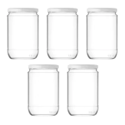 Image of Glass Jars with Lids Jam Chutney Pickling Preserving (Pack of 5) (660ml)