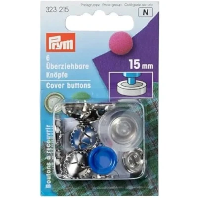 Image of Prym Fabric Cover Button, Metal, Gold, 15mm Thickness, 6