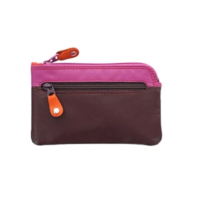 Image of Visconti Rainbow Collection Geno Leather Coin Purse with Keyring RB69 Plum Multi