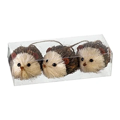 Image of Heaven Sends Set of 3 Bristle Hedgehog Christmas Tree Decorations (5cm)