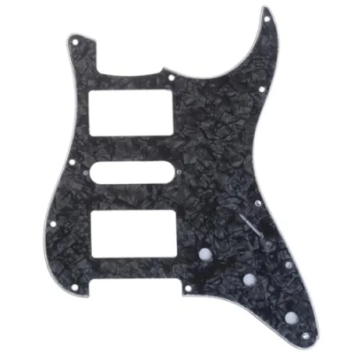 Image of Musiclily Pro 11 Hole HSH Guitar Strat Pickguard for Fender American/Mexican Standard Stratocaster Modern Style, 4Ply Black Pearl