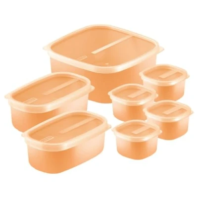 Image of Tramontina 7 Pcs. Yellow Peach Polypropylene Containers Set with Transparent Lids