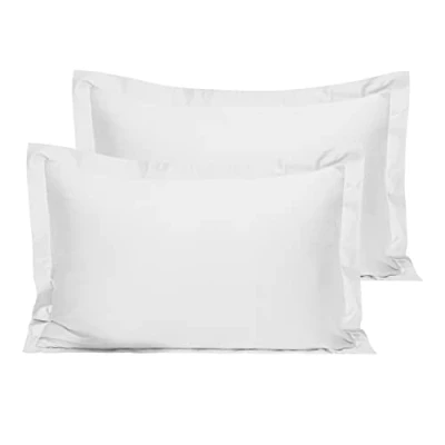 Image of Pizuna Cotton Percale Housewife Pillowcases 2 Pack White 50x75cm, 100% Long Staple Combed Pillow Cover, Weave Standard Cases (Cotton Pack)