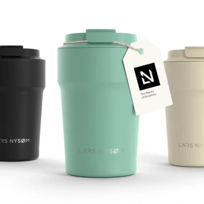 Image of LARS NYSØM Thermo Coffee Mug to Go 17oz Travel 0.5 Liter with Insulation Leak Proof Stainless Steel Thermal for and Tea on The (Aqua Turquoise, 500ml)
