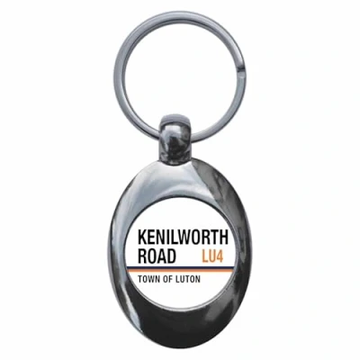 Image of Ozorath Kenilworth Road Town Of Luton LU4 Sign Keyring Keychain Key Ring Chain With Trolley Coin