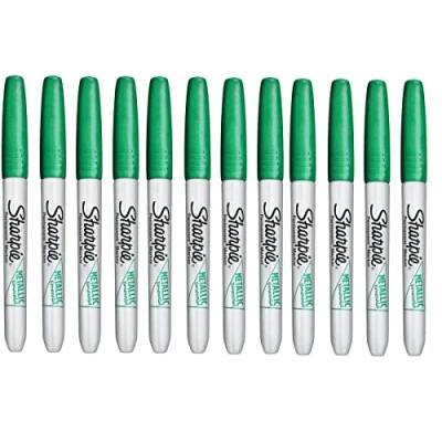 Image of Sharpie Fine Point Metallic Permanent Marker Emerald Green 12 Pack