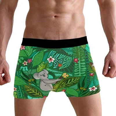 Image of PUXUQU Mens Boxers Shorts Cute Koalas Leaves Flowers Australian Boxer Briefs Underwear for Men Boy