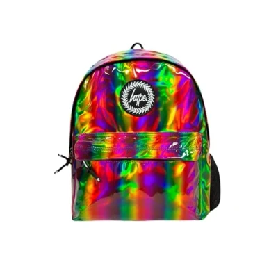Image of hype BAGS Holographic Polyurethane Unisex Backpacks in Multi Coloured Size: One Size