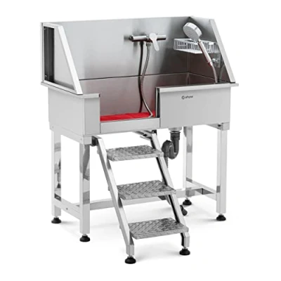 Image of Physa PHY PWS 03 Dog Bath up to 60 kg with Stairs Pet Care Tray Stainless Steel