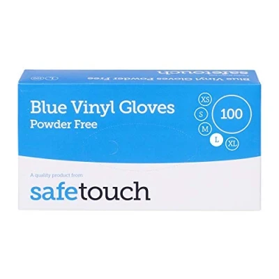 Image of Safetouch Vinyl Examination Powder Free Gloves Large Blue 100 units