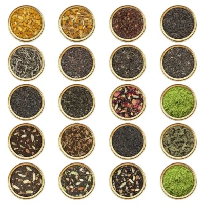Image of VAHDAM, Assorted Loose Leaf Tea Sampler (20 Teas, 100 Servings) Gluten Free, Non GMO, Variety Pack Black Tea, Green Oolong White Chai &amp; Herbal Gifts for Women Men