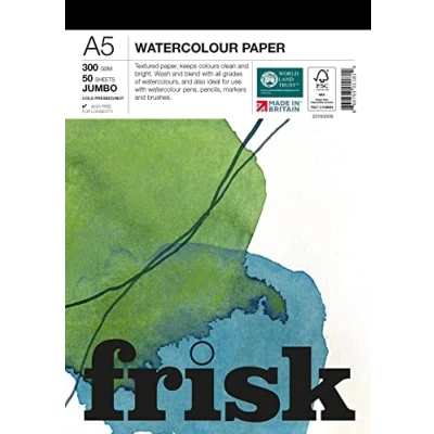 Image of Frisk Jumbo Watercolour Paper Pad 300gsm Cold Pressed/Not 50sheets A5, White