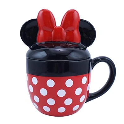 Image of Disney Minnie Mouse Shaped Mug with Lid 3D Office Gifts