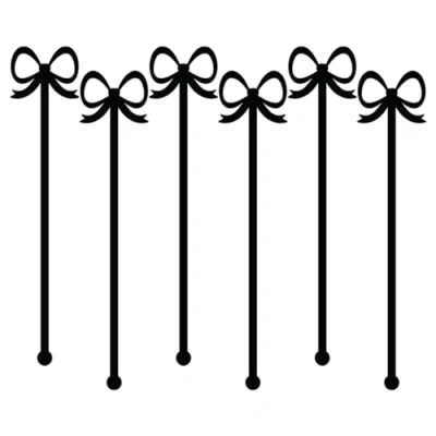 Image of Dainty Ribbon Bow Acrylic Drink Stirrers Pack of 6