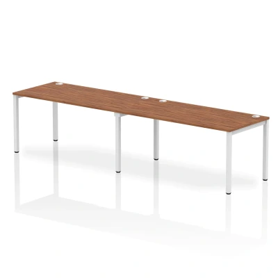 Image of Impulse Bench Single Row 2 Person 1600 White Frame Desk Walnut