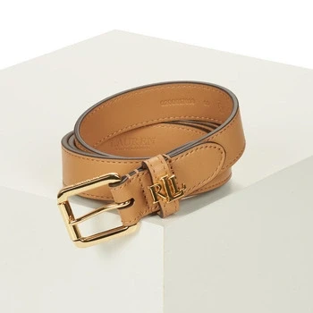 Image of Lauren Ralph LOGO Keeper Leather Skinny BELT Belt, Women&#039;s, Size: 37, Buff