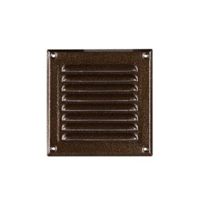 Image of Antique Brown Air Vent Grille 195mm x with Fly Screen Metal Wall Ventilation Cover.